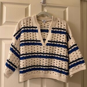 Current Air Blue and Cream V-Neck Sweater